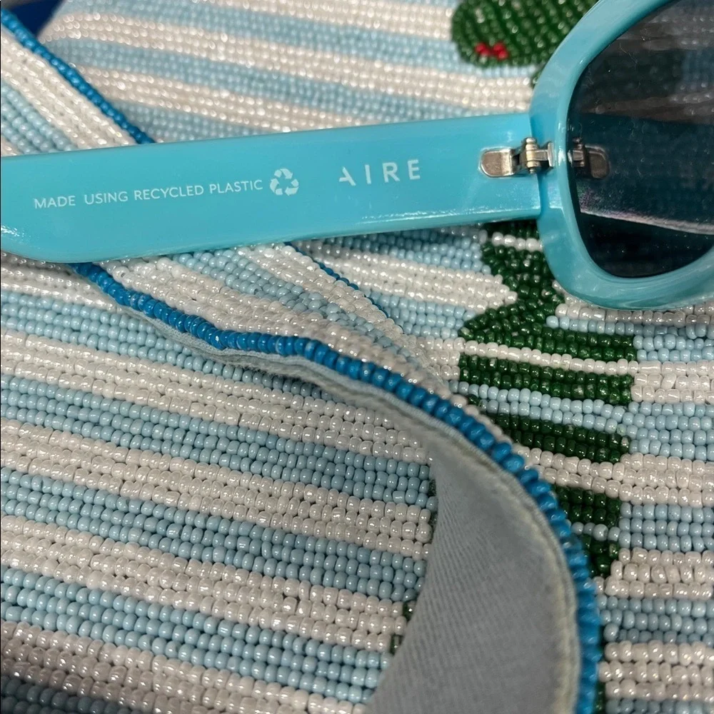 Anthropologie Aire Blue Rectangular Sunglasses New